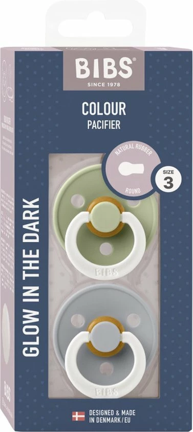 BiBS - Colour Collection - Stage 3 Fopspeen - 18+ Maanden - 2 Stuks - Sage Glow / Cloud Glow 2 BiBS - Colour Collection - Stage 3 Fopspeen - 18+ Maanden - 2 Stuks - Sage Glow / Cloud Glow - Afbeelding 2