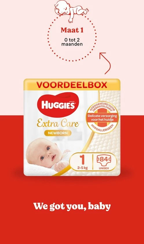 Huggies Luiers Maat 1 - Newborn - Baby - 168 Luiers (8x 21) 6 Huggies Luiers Maat 1 - Newborn - Baby - 168 Luiers (8x 21) - Afbeelding 6