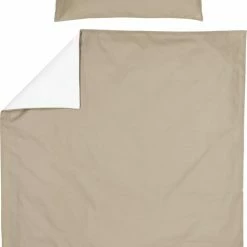 Meyco Uni Dekbedovertrek Ledikant - Taupe/Offwhite - 100x135cm