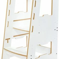 Minera - Witte White Learning Tower - Keukentoren - Keukenhulp - Leertoren Montessori - Opstapje - Antislip Opstapje - Kindertrap - Leertoren Peuters - Leer Toren - Learning Tower