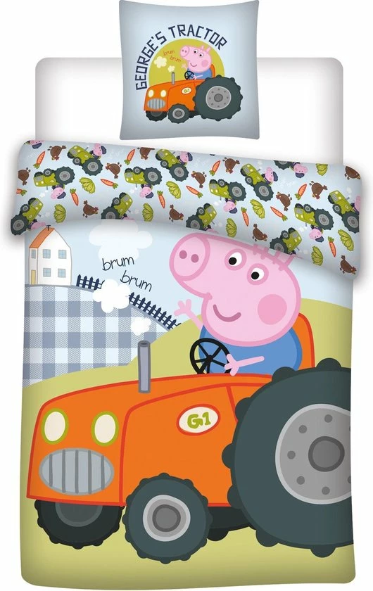 Peppa Pig Tractor - Baby Dekbedovertrek - 100 X 135 Cm - Multi 1 Peppa Pig Tractor - Baby Dekbedovertrek - 100 X 135 Cm - Multi