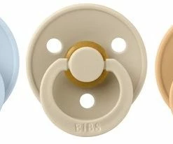 BIBS Fopspeen - Maat 2 (6-18 Maanden) - 3 Stuks - Oker Geel, Baby Blue En Vanilla