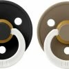 BIBS Fopspeen Maat 1 0-6 Maanden Glow Black & Glow Dark Oak - Natuurrubber Baby Speen 2 Stuks Glow In The Dark