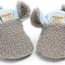 Schattige En Warme Myggpp Baby Slofjes Met Anti Slip Zool Blauw/grijs 6-12 Mnd/12 Cm -Baby's Only 550x314 2
