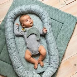 Jollein Boxkleed River Knit 75x95cm - Ash Green -Baby's Only 550x366 190