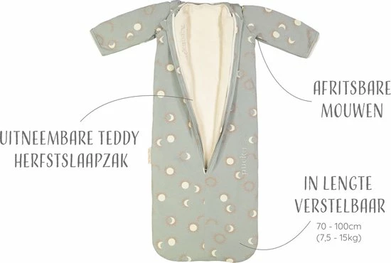 Puckababy Babyslaapzak Bag 4 Seasons 6m-2,5 J - 100 Cm - Eclipse Clay 6 Puckababy Babyslaapzak Bag 4 Seasons 6m-2,5 J - 100 Cm - Eclipse Clay - Afbeelding 6
