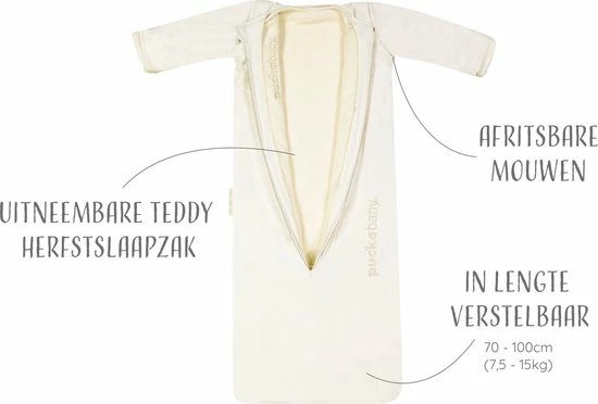 Puckababy Babyslaapzak Bag 4 Seasons 6m-2,5 J - 100 Cm - Pure 6 Puckababy Babyslaapzak Bag 4 Seasons 6m-2,5 J - 100 Cm - Pure - Afbeelding 6