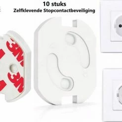 Vardaan Zelfklevende Stopcontactbeveiliging 10 Stuks - Elektriciteit Beveiliging - Combi-Label Stopcontactbeveiliging - Stopcontactbescherming - Kinderbeveiliging - Kind & Baby