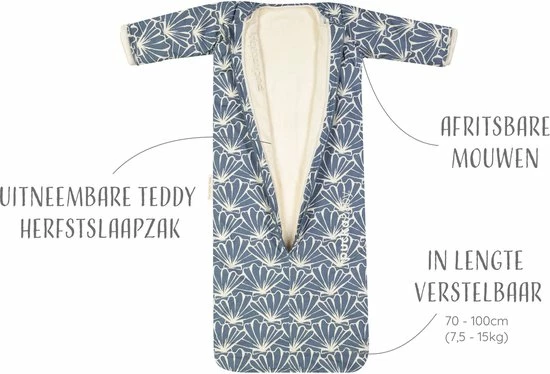 Puckababy Babyslaapzak Bag 4 Seasons 6m-2,5 J - 100 Cm - Seashell Denim 6 Puckababy Babyslaapzak Bag 4 Seasons 6m-2,5 J - 100 Cm - Seashell Denim - Afbeelding 6