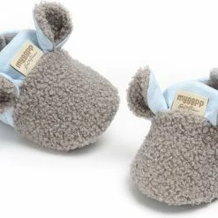 Schattige En Warme Myggpp Baby Slofjes Met Anti Slip Zool Blauw/grijs 6-12 Mnd/12 Cm -Baby's Only 550x375 3