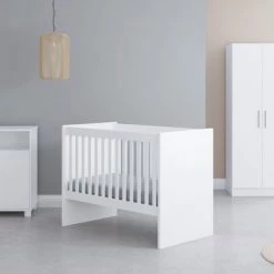 Cabino Babykamer Fresno- Babybed & Commode & Kledingkast - Verstelbare Bodem - Wit