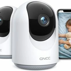 GNCC P1 Babyfoon Met Camera 1080P - Voor Baby's/Huisdieren/Veiligheid - Noodroomzicht - Bewegingsdetectie - Bidirectionele Audio - Sirene - Compatibel Met Alexa & Google Home - SD&Cloud Opslag - Twee Pakjes
