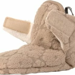 Lodger Babyslofjes - Slipper Folklore - 100% Fleece - Maat 6-12M - Klittenbandsluiting - Slofjes Die Blijven Zitten - Beige