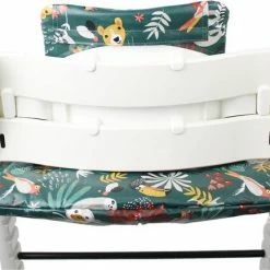 Ukje Kussenset - Geschikt Voor Stokke Tripp Trapp Kinderstoel - Geplastificeerd - Groen - Aap Print -Baby's Only 550x433 4