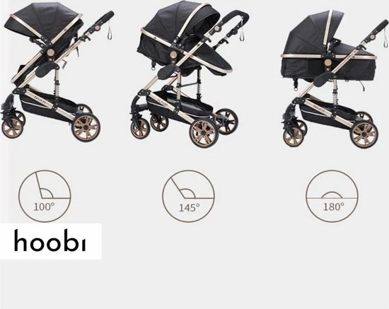 Hoobi? Hoobi Luxe Kinderwagen 3 In 1 - Buggy - Kinderwagen Met Stoel En Wieg Wandelwagen - Hoge Kwaliteit Zwart 3 Hoobi? Hoobi Luxe Kinderwagen 3 In 1 - Buggy - Kinderwagen Met Stoel En Wieg Wandelwagen - Hoge Kwaliteit Zwart - Afbeelding 3