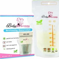 BabyMommy Moedermelk Bewaarzakjes - 60 Stuks - 180 Ml - BPA Vrij - Steriel - Borstvoeding Zakjes Met Schenktuit - Invriezen - Babyvoeding - Melk - Afsluitbaar