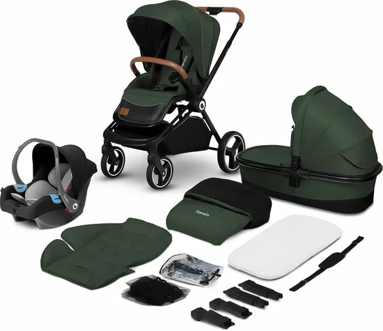 Lionelo Mika 3in1 - Kinderwagen - De Stoel Kan Zowel Naar Voor Als Naar Achter - Vesrtelbare Rugleuning - Waterdichte Dak XXL Met UPF 50+ Filter 1 Lionelo Mika 3in1 - Kinderwagen - De Stoel Kan Zowel Naar Voor Als Naar Achter - Vesrtelbare Rugleuning - Waterdichte Dak XXL Met UPF 50+ Filter