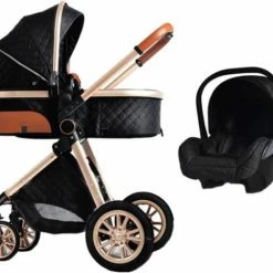 Merkloos Hoobi - 3 In 1 Kinderwagen Luxe Kinderwagen - Buggy Wandelwagen - Multifunctioneel Opklapbaar Incl. Autostoel Zwart -Baby's Only 550x483 1