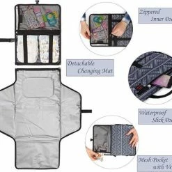 LOUZIR Baby Onderweg Verschonen -Verschoningsmatje Opvouwbaar Waterdicht Luiertas – Donker Blauw -Baby's Only 550x484 4