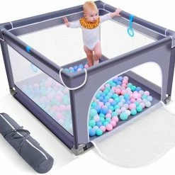INSMA Grondbox - S Vierkant Speelbox - 90x90x68cm Playpen - Babybox - Kinderbox Voor Peuter En Kind - Grijs
