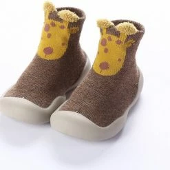 Baby-slofje.nl Anti-slip Babyschoentjes - Soksloffen - Eerste Loopschoentjes Van Baby-Slofje - Bruin Giraffe Maat 20/21