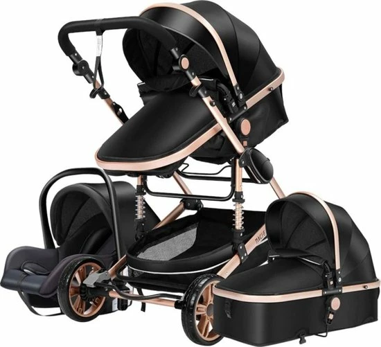 Hoobi? Hoobi Luxe Kinderwagen 3 In 1 - Buggy - Kinderwagen Met Stoel En Wieg Wandelwagen - Hoge Kwaliteit Zwart 1 Hoobi? Hoobi Luxe Kinderwagen 3 In 1 - Buggy - Kinderwagen Met Stoel En Wieg Wandelwagen - Hoge Kwaliteit Zwart