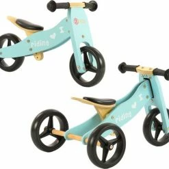 2Cycle 2 In 1 Loopfiets/Driewieler - Hout - Jongens En Meisjes - 1 Jaar - Speelgoed - Turquoise