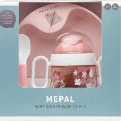 Mepal Mio – Babyservies 3-delig – Bestaat Uit Een Oefenbord, Antilekbeker En Oefenlepel – Flowers & Butterflies – Licht In Gewicht – Kan Tegen Een Stootje -Baby's Only 550x510 3