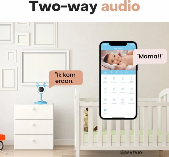 Maevio Babyfoon Met Camera En App - 4MP - Nachtlampje - Flexibele Houder - Camera Beveiliging 7 Maevio Babyfoon Met Camera En App - 4MP - Nachtlampje - Flexibele Houder - Camera Beveiliging - Afbeelding 7