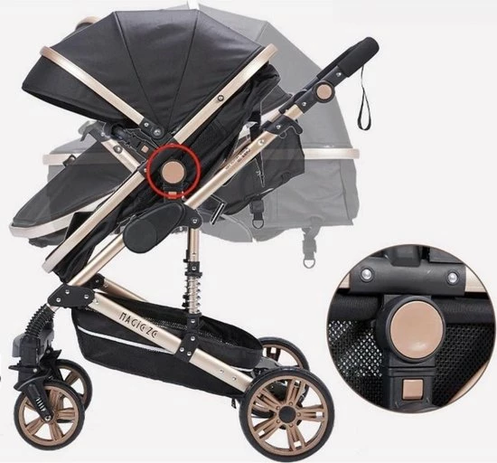 Hoobi? Hoobi Luxe Kinderwagen 3 In 1 - Buggy - Kinderwagen Met Stoel En Wieg Wandelwagen - Hoge Kwaliteit Zwart 5 Hoobi? Hoobi Luxe Kinderwagen 3 In 1 - Buggy - Kinderwagen Met Stoel En Wieg Wandelwagen - Hoge Kwaliteit Zwart - Afbeelding 5