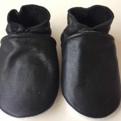 Drukkies Leren Baby Slofjes Zwart - Maat M