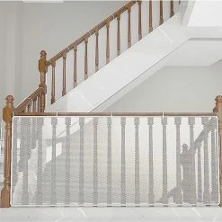 Merkloos Baby En Dier Veiligheidshek - Baby Veiligheid - Oprolbaar Veiligheidsnet - Balkon - Trap - Wit - 260x77cm