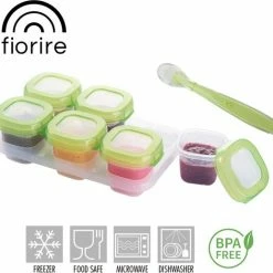 Fiorire Babyvoeding Bewaarbakjes Met Gratis Lepel - BPA Vrij - Diepvriesbakjes - 6 X 60 Ml