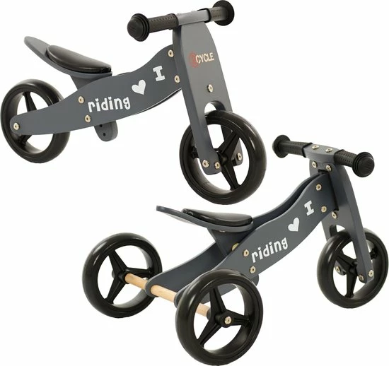 2Cycle 2 In 1 Loopfiets/Driewieler - Hout - Jongens En Meisjes - 1 Jaar - Speelgoed - Grijs 1 2Cycle 2 In 1 Loopfiets/Driewieler - Hout - Jongens En Meisjes - 1 Jaar - Speelgoed - Grijs