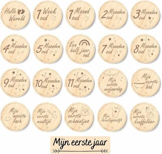Mijn Eerste Jaar 20 Houten Mijlpaalkaarten Baby - Babyshower Cadeau - Kraamcadeau Jongen En Meisje - Milestone Cards 7 Mijn Eerste Jaar 20 Houten Mijlpaalkaarten Baby - Babyshower Cadeau - Kraamcadeau Jongen En Meisje - Milestone Cards - Afbeelding 7