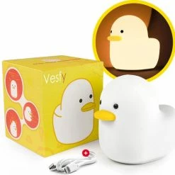 VESFY Eend Nachtlampje Kinderen Met Timer En Dimbaar Functie - USB Oplaadbaar - Nachtlampje Volwassenen - Tafellamp Slaapkamer - Led