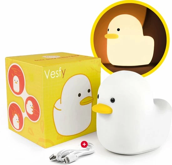 VESFY Eend Nachtlampje Kinderen Met Timer En Dimbaar Functie - USB Oplaadbaar - Nachtlampje Volwassenen - Tafellamp Slaapkamer - Led 1 VESFY Eend Nachtlampje Kinderen Met Timer En Dimbaar Functie - USB Oplaadbaar - Nachtlampje Volwassenen - Tafellamp Slaapkamer - Led