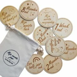 Mijn Eerste Jaar 20 Houten Mijlpaalkaarten Baby - Babyshower Cadeau - Kraamcadeau Jongen En Meisje - Milestone Cards