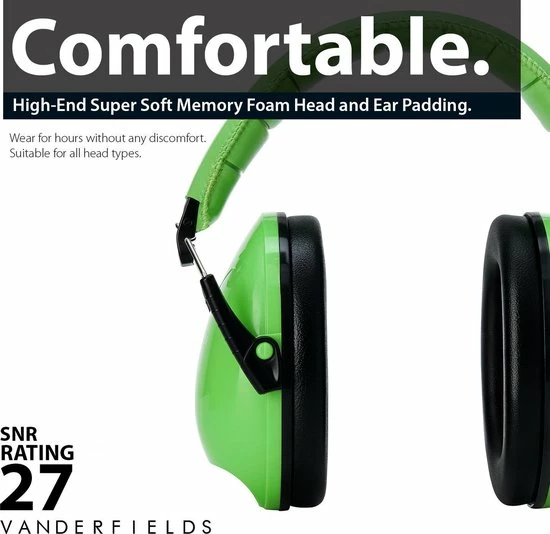 Vanderfields Gehoorbescherming Kind - Gehoorbeschermers Oorkappen Kinderen - 27dB - 3-16 Jaar - Groen - V-Zilla 4 Vanderfields Gehoorbescherming Kind - Gehoorbeschermers Oorkappen Kinderen - 27dB - 3-16 Jaar - Groen - V-Zilla - Afbeelding 4