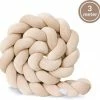 Trend24 Bedbumper - Bedomrander - Bedbumper Ledikant - Bedbumper Gevlochten - Boxomrander - Babykamer Accessoires - 3 Meter - Katoen - Beige