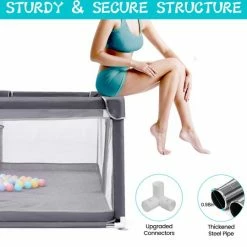 INSMA Grondbox - S Vierkant Speelbox - 90x90x68cm Playpen - Babybox - Kinderbox Voor Peuter En Kind - Grijs -Baby's Only 550x539 1