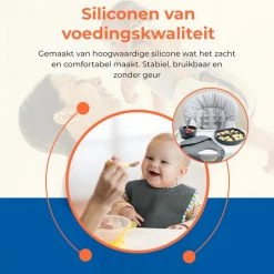 Nevi Kunststof Placemats - Kinderbestek Kinderservies Baby Bestek Baby Servies - Antislip Kinderbord Placemat Kinderen - Set Van 4 Grijs -Baby's Only 550x542