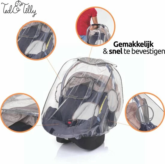 Ted&Tilly Universele Regenhoes Baby-autozitjes Bijv. Maxi-Cosi, Cybex, R Mer Tegen Regen En Miezer Doorzichtig 1 Ted&Tilly Universele Regenhoes Baby-autozitjes Bijv. Maxi-Cosi, Cybex, R Mer Tegen Regen En Miezer Doorzichtig