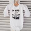 Merkloos Baby Rompertje Met Tekst Ik Mag Ook Nooit Iets Ik Ga Naar Mijn Tante | Lange Mouw | Wit Zwart | Maat 50/56 | Zwangerschapsaankondiging Grappig Cadeau