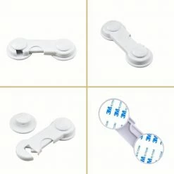 Merkloos 2 Deur Ladeslot Voor Kast, Koelkast - Kinderslot - Baby Safety Lock Babylock - Veiligheidshaakje Babyslot - Deuren - Baby - Peuter Safty-Kinderbeveiliging - Kastenvergrendeling - Kastdeur Grendel Kastbeveiliging Kleur: Wit