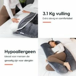 Rustige Nacht Zwangerschapskussen XXL - Zijslaapkussen - Body Pillow - Lichaamskussen - Extra Stevige Vulling - Luxe Fleece -Baby's Only 550x550 1066