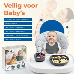 Nevi Kunststof Placemats - Kinderbestek Kinderservies Baby Bestek Baby Servies - Antislip Kinderbord Placemat Kinderen - Set Van 4 Grijs -Baby's Only 550x550 107