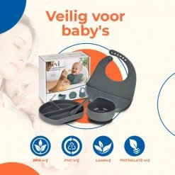 Nevi Kunststof Placemats - Kinderbestek Kinderservies Baby Bestek Baby Servies - Antislip Kinderbord Placemat Kinderen - Set Van 4 Grijs -Baby's Only 550x550 108