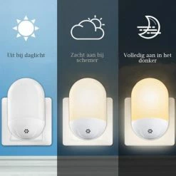 Merkloos LED-nachtlampje - Stopcontact - Plug-in - Nachtlampje Met Dag/Nacht Sensor - Werkt Op Stroom - Warmlicht - Voor In De Baby/Kinderkamer -Baby's Only 550x550 1117