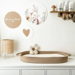 Little Moon Verschoonmand XL - Incl. Extra Dik Matras En Matrashoes Van 100% Biologisch Katoen - Aankleedkussen - Milieuvriendelijk Geweven Katoen - Naturel Sand